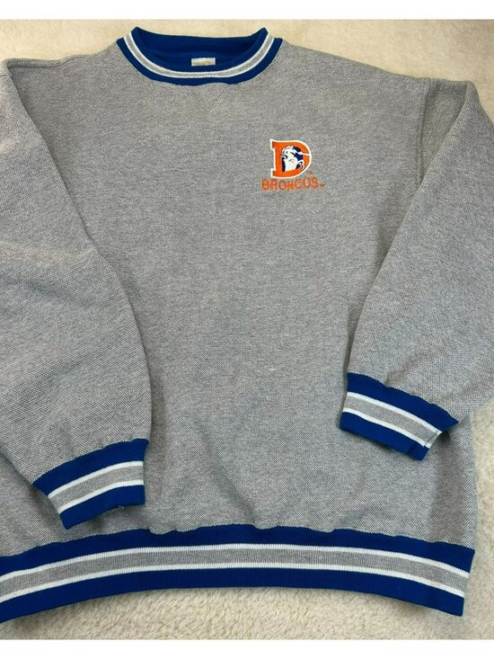 BAC Premier Other - Vintage Denver Broncos Grey Sweatshirt Blue Trim Embroidered Logo BAC Size XL